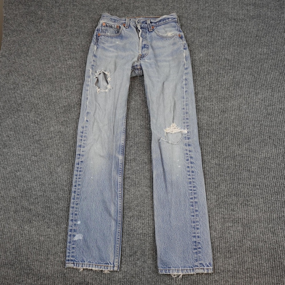 Vintage Levis 501 Jeans Mens 28x34 (25x30) Blue Distressed Button Fly USA